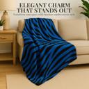 Blue Black Super Soft And Warm White & Black Zebra Print Mink Plush Blanket Queen Size