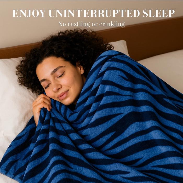 Super Soft And Warm White & Black Zebra Print Mink Plush Blanket Queen Size