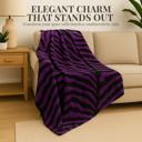 Purple Black Super Soft And Warm White & Black Zebra Print Mink Plush Blanket Queen Size