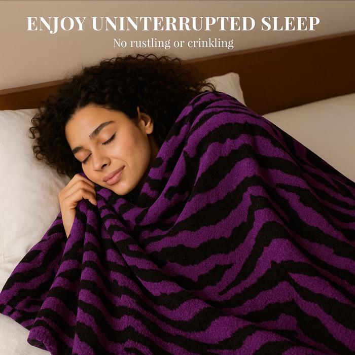 Super Soft And Warm White & Black Zebra Print Mink Plush Blanket Queen Size