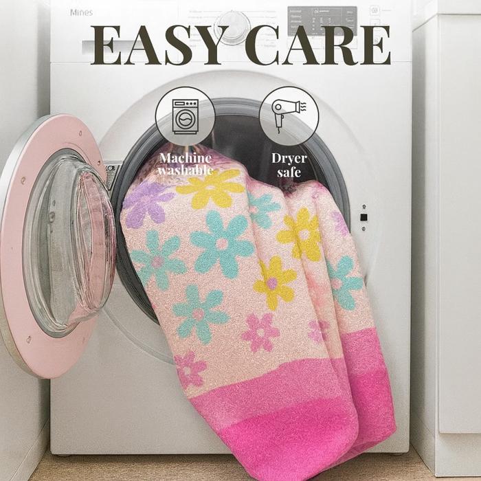 Multicolored Floral Fuzzy Queen Blanket Ultra-Soft & Warm