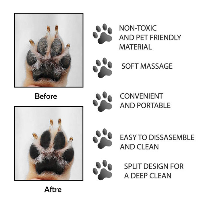 Portable Silicone Pet Dog Cat Paw Feet Cleaning Brush Bottle
