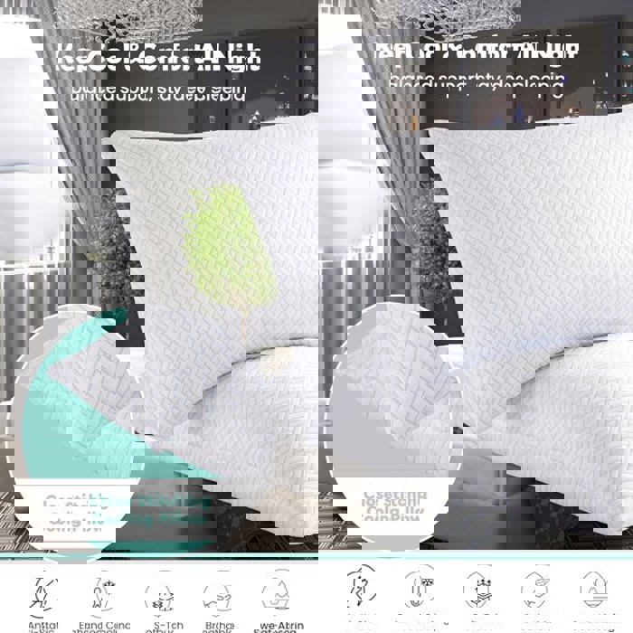 2-Pack | Soft & Plush Fiber Fill Adjustable Cooling Sleeping Pillow