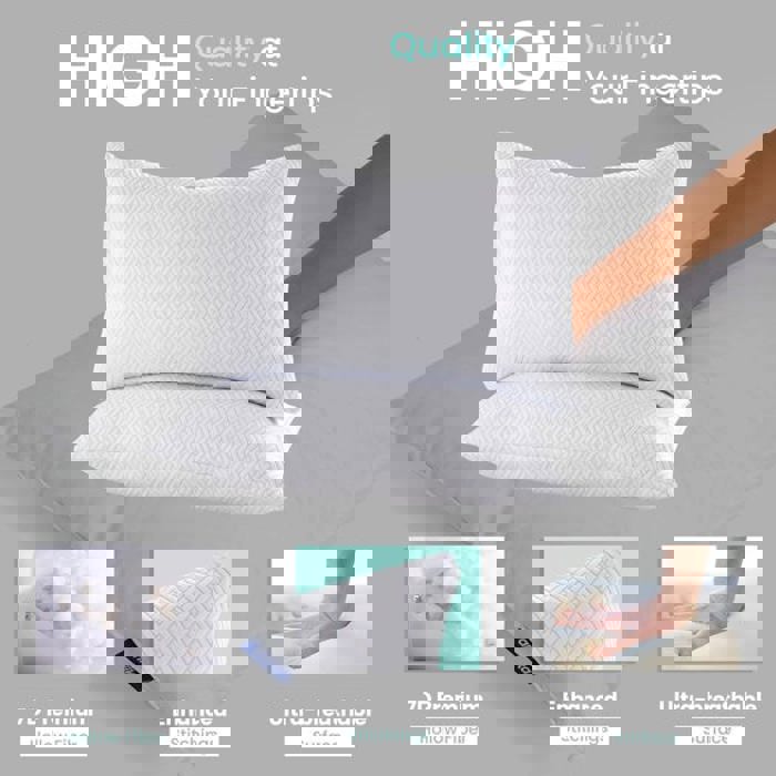 2-Pack | Soft & Plush Fiber Fill Adjustable Cooling Sleeping Pillow