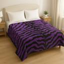 Purple Black Super Soft And Warm White & Black Zebra Print Mink Plush Blanket Queen Size