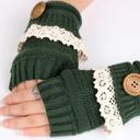 Green Cozy Winter Fingerless Mittens Trendy Style in 7 Colors