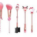  Christmas Santa Fun Premium Makeup Brush Set With Storage Pouch (6-Piece)