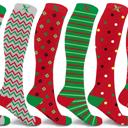 Medium 6 Pairs Christmas Knee-High Compression Socks Festive Support for All-Day Comfort