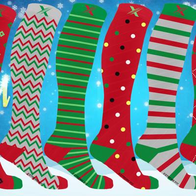 6 Pairs Christmas Knee-High Compression Socks Festive Support for All-Day Comfort