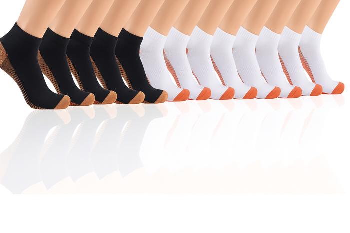 6-Pairs Ankle Compression Socks for Men & Women Copper-Infused High Performance