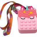Unicorn Pink Kid's Pop-It Bubble Unicorn and Fruits Fidget Crossbody Handbag For Small Accessories