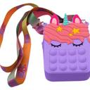 Berry Purple Kid's Pop-It Bubble Unicorn and Fruits Fidget Crossbody Handbag For Small Accessories