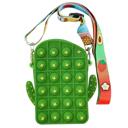 Cactus Green Kid's Pop-It Bubble Unicorn and Fruits Fidget Crossbody Handbag For Small Accessories