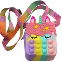 Unicorn Multi Kid's Pop-It Bubble Unicorn and Fruits Fidget Crossbody Handbag For Small Accessories