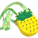 Pineapple Yellow Kid's Pop-It Bubble Unicorn and Fruits Fidget Crossbody Handbag For Small Accessories