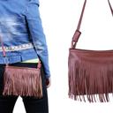 Brown Women's Fringed Cross-Body Multifunctional Everyday Use Tassel Bag