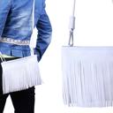 White Women's Fringed Cross-Body Multifunctional Everyday Use Tassel Bag