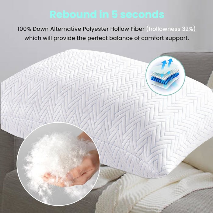 2-Pack | Soft & Plush Fiber Fill Adjustable Cooling Sleeping Pillow 