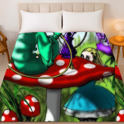 Alice in Wonderland Weed Blanket – Plush Queen Size Throw, Ultra Soft & Cozy