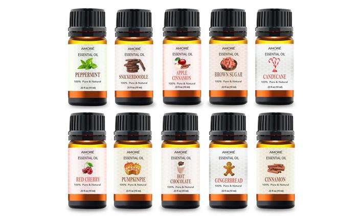 Holiday Collection 10-Piece Aromatherapy Essential Oil Set � Therapeutic-Grade Oils