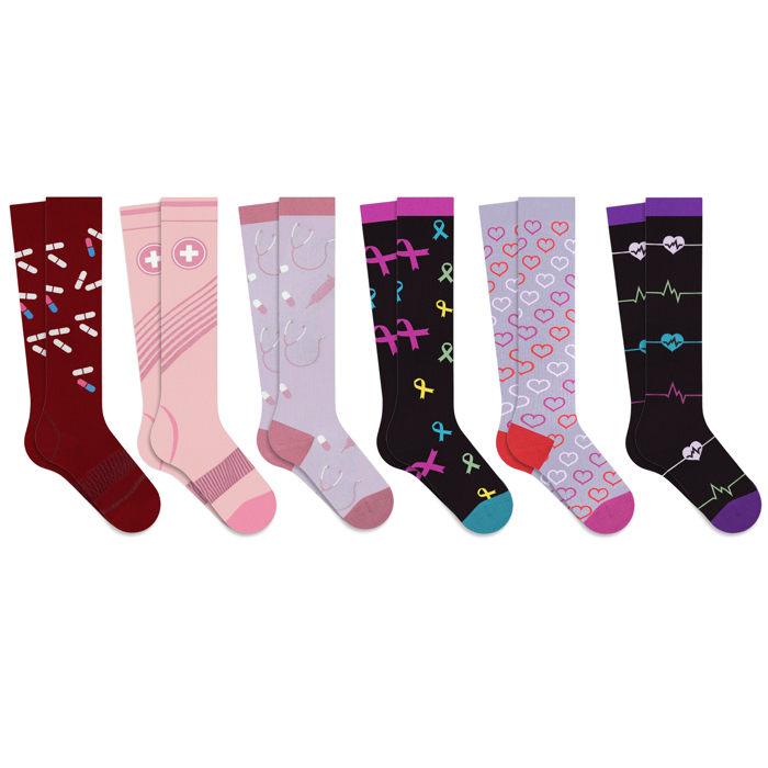 6-Pair :Medical Patterned All-Day Compression Socks