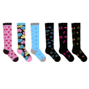 Hearts and Neon Love Medium 6-Pairs: Valentine's Day Love Prints Knee-High Compression Socks