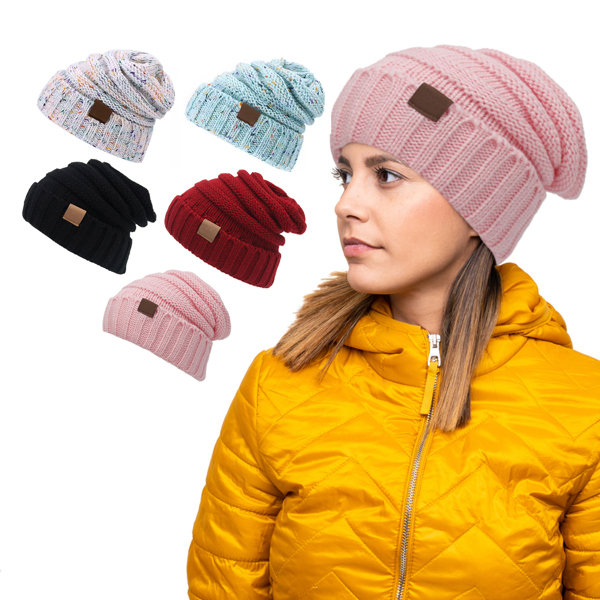 Trendy Warm Knitted Casual Fun Beanie Hat For Women Set of 2