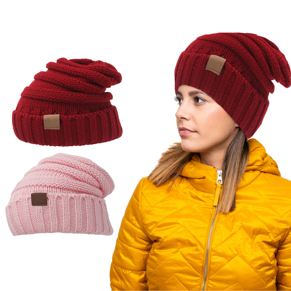 Trendy Warm Knitted Casual Fun Beanie Hat For Women Set of 2