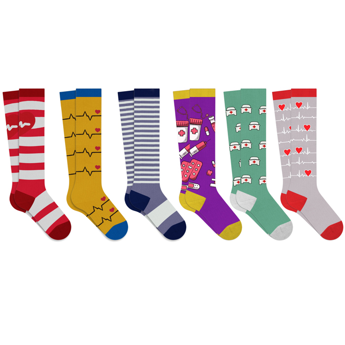 6-Pair :Medical Patterned All-Day Compression Socks