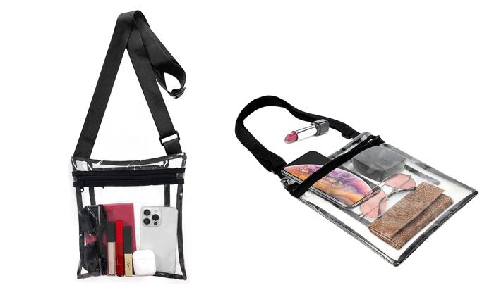 Clear Crossbody Bag Purse – Stadium Approved with Adjustable Strap for Men and Women