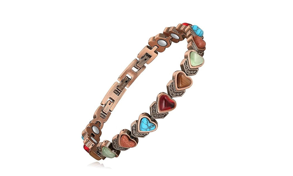 Copper Bracelet for Women with Magnetic Therapy for Pain Relief, Energy Balance, and Better Sleep