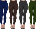 6 Black, Burgundy, Charcoal, Dark Purple, Navy, & Olive  Fleece-Lined Favorites - 6-Pack Seamless Leggings