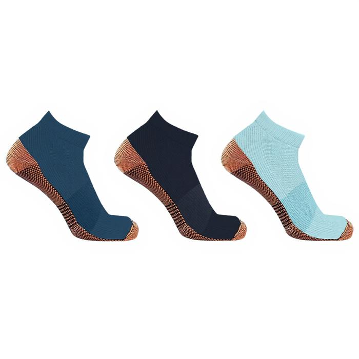 3-Pair Copper Compression Ankle Socks for Men & Women