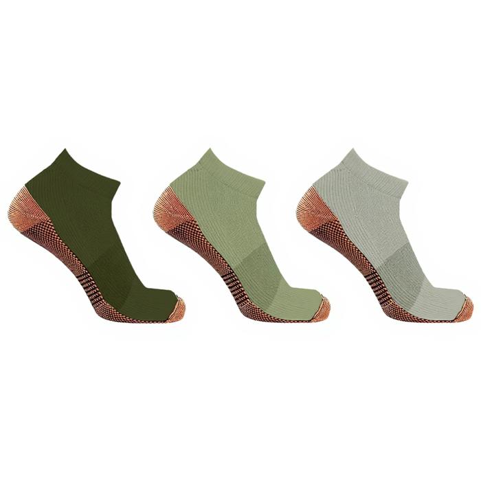 3-Pair Copper Compression Ankle Socks for Men & Women