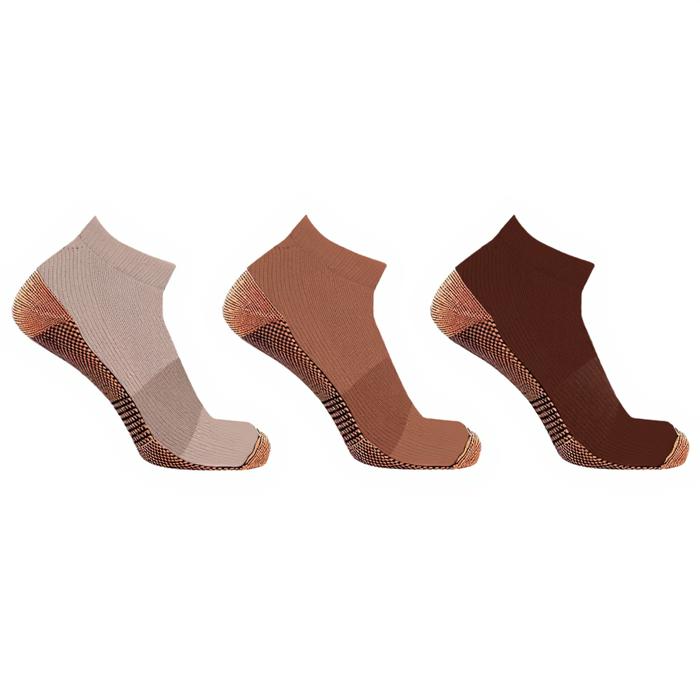 3-Pair Copper Compression Ankle Socks for Men & Women