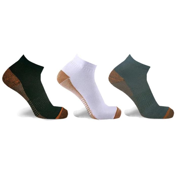 3-Pair Copper Compression Ankle Socks for Men & Women