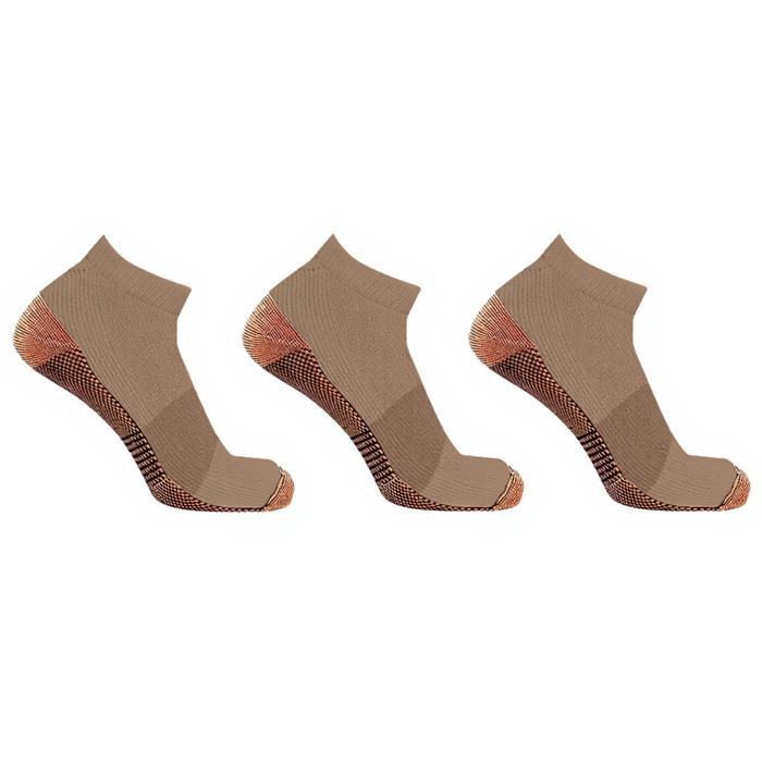 3-Pair Copper Compression Ankle Socks for Men & Women