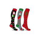 Christmas Presents L-XL Christmas Circulation Collection - Knee-High Support Socks for Travel, Work & Winter Joy-3 Pair