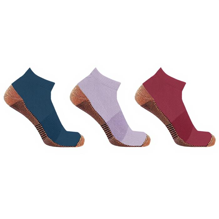 3-Pair Copper Compression Ankle Socks for Men & Women