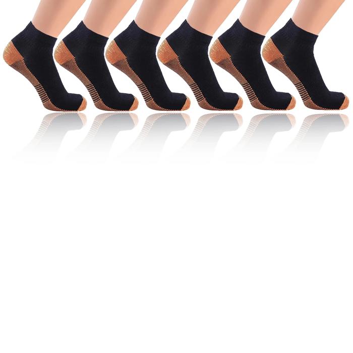 6-Pairs Ankle Compression Socks for Men & Women Copper-Infused High Performance