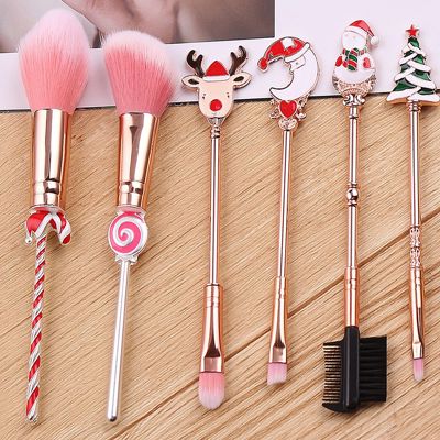 Christmas Santa Fun Premium Makeup Brush Set With Storage Pouch (6-Piece)