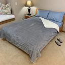 Gray Dotted Swiss Cozy and Luxurious Flannel/Sherpa Queen Sized Blanket