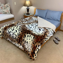 Leo Leopard Cozy and Luxurious Flannel/Sherpa Queen Sized Blanket