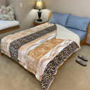 Rose Leopard Cozy and Luxurious Flannel/Sherpa Queen Sized Blanket