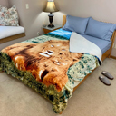 Brown Animal Cozy and Luxurious Flannel/Sherpa Queen Sized Blanket