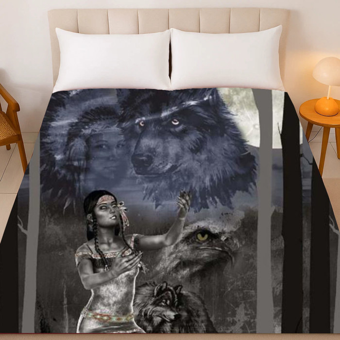 Call of the Maiden – Native American Plush Blanket, Queen Size, Ultra Soft