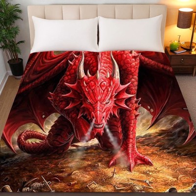 Mythic Red Dragon Blanket- Gothic Fantasy Queen Throw