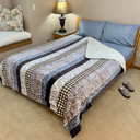 Multi Stripes Cozy and Luxurious Flannel/Sherpa Queen Sized Blanket