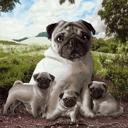 Queen Pug Family Plush Blanket – Queen Size, Super Soft & Cozy