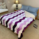 Pink Chevron Cozy and Luxurious Flannel/Sherpa Queen Sized Blanket